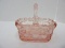 Pink Pressed Glass Basket Woven Pattern