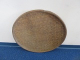 Vintage Round Disc. Herb Drying Basket Herringbone Woven Pattern