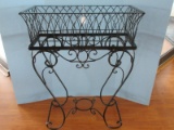 2 Piece - Black Wrought Iron Planter Box on Scroll Work Design Base