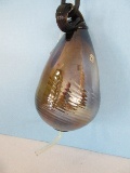 Hand Blown Amber Iridescent Art Glass Hummingbird Feeder Swirl Pattern