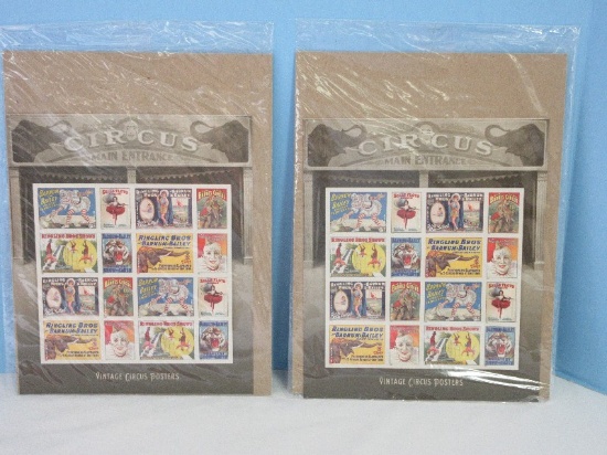 2 Vintage Circus Posters USPS 16 Forever Postage Stamps Sheets