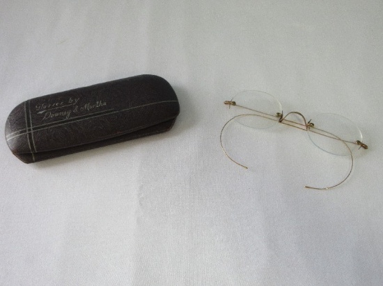 Vintage Wire Rim Glasses in Case by Downey & Murtha