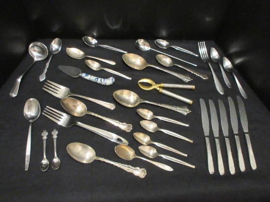 Lot - Misc. Silverplate/Stainless Steel Flatware Serving Pieces