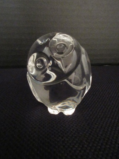 Adorable Steuben Crystal Wisdom Owl Hand Cooler 2 1/2" Figurine