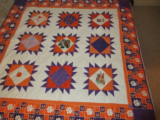 Rare Find Clemson University Patch Work Embroidery Wall Hanging Quilt