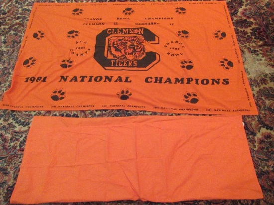 1981 National Champions Clemson Tiger Flat Sheet & Orange Flat Sheet Twin
