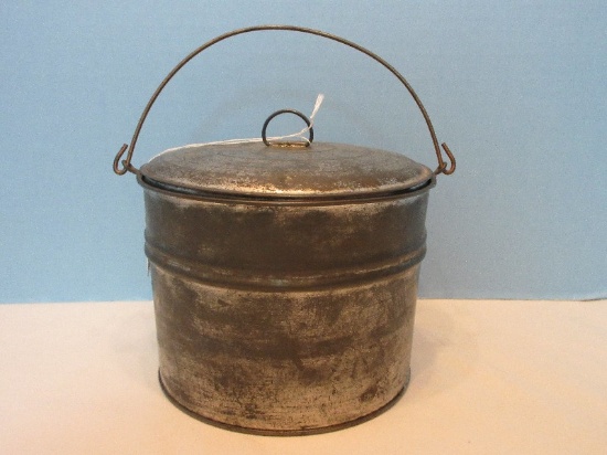 Antique Lunch Pail w/ Wire Handle & Lid