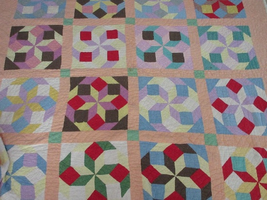 Early Hand Sewn Pinwheel Quilt