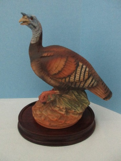 Andrea Fine Porcelain Collectors Series "Turkey" Statuette w/ Wood Display Base