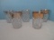 Vintage Set - 5 Pressed Glass Tumblers Star & Scroll Pattern Gold Tone Rim