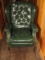 Action Industries Inc. Queen Anne Style Wingback Leather Recliner Diamond Tufted, Tack Trim