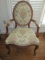 French Inspired Bergere Louis XVI Style Medallion Back Arm Chair w/ Padded Arms