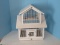 White Wooden/Wire Bird Cage Townhouse 2 Store w/ Clay Water/Food Bowls & Slide Out Tray