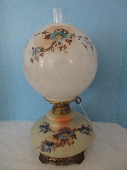 18" Early Converted Hurricane Parlor Oil Lamp