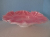 Fenton Art Glass Peach Crest Overlay Shell Shape Bowl Circa 1940-1969