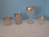 Lot - Vintage Pressed Glass Goblet Hobstar Pattern 6 1/4