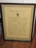 The Inaugural Address of John F. Kennedy 1-20-1961 in Black Lacquer Frame/Red Trim/Matt