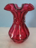 Fenton Art Glass Country Cranberry Dot & Flute Pattern 5 1/4