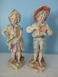 Enchanting Pair Arnart Bisque Gathering Harvest Boy & Girl Highly Detailed 12 1/4