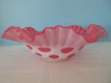 Fenton Cranberry Opalescent Coin Dot Pattern 10