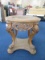 Ornate Wooden Centerpiece Table Round Top w/ Scroll/Scallop Design Skirting