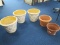 Clayware/Ceramic Pots Lot - 3 Cross Hatch Motif Rope Trim