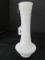 Tall Milk Glass Vase Wide Base Narrow Top Cross Hatch Design