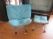 Foldable Blue Fluffy Child's Chair w/ Foot Stool