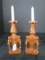 Pair - Wooden Carved Elephant Head Design Tall Candle Holders