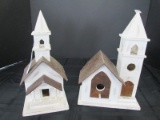 2 Wooden White/Brown Church Décor