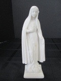 Virgin Mary Carved White Marble Statuette Made in Greece