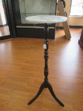 Wooden Spindle Design Marble Top Side Table 3 Grooved Legs