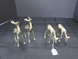 Brass 2 Deer/2 Stag Décor Figurines
