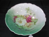 262 Ceramic Bowl Green Pink/Yellow Floral Motif Bowl