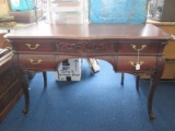 Wooden Entry Table 5 Drawers Scroll w/ Acanthus Leaf Legs/Sides