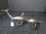 2 Metal Hen/Peacock Shelf Décor Figurines