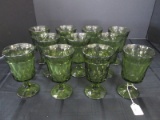 Tall Emerald Green Glass Goblets on Pontil Base