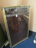 Metal Frame w/ Glass Top Display Case Red Inlay