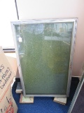 Metal Frame w/ Glass Top Display Case Green Inlay