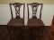 Pair - Chippendale Style Chairs Intricate Ribbon Splat Back, Carved Knees on Ball & Claw Feet