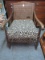 Cane Back Lounge Arm Chair Wood Trim & Upholstered Cushion