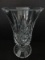 Lead Crystal Footed Vase File & Diamond Pattern Base Signed 