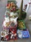 Super Christmas Lot - Gilted Cherub Candlesticks, Snowmen, Ornaments Ribbons, Garland, Etc.