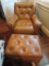 Classic Leather Inc. Tufted Lounge Arm Chair w/ Ottoman