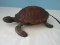 Tiffany Style Turtle Accent Lamp w/ Amber Glass Shell & Cast Metal Body