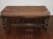 Jacobean Revival Style Bench w/ Upholstered Micro Suede Tufted Seat