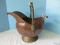 Vintage Copper Coal Scuttle w/ Double Delft Blue/White Floral Porcelain Handles