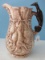 Vintage Ceramic Pitcher Relief Game Birds & Rabbit Design Dog Handle Circa 1969