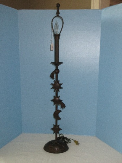 Maitland Smith Whimsical Crescent Moon & Stars Table Lamp Antiqued Bronze Patina