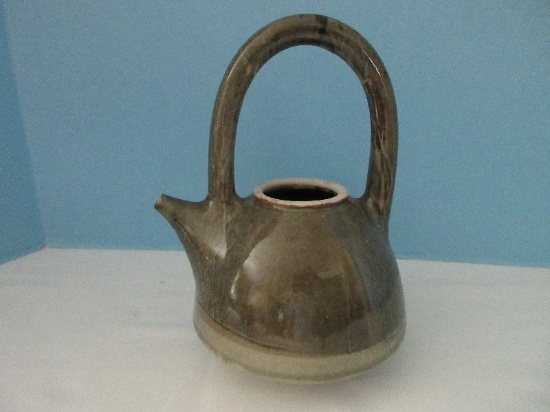 Artisan Pottery Teapot w/ Arched Handle Artist Signed Base